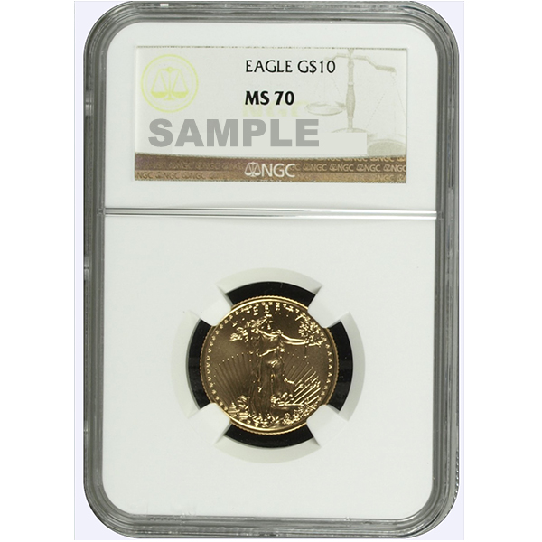 1/4-oz Gold American Eagle NGC MS-70 Obverse in Holder 1/4-oz Gold American Eagle NGC MS-70 Obverse in Holder