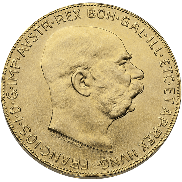 100 Corona Austrian Gold Coin Obverse 100 Corona Austrian Gold Coin Obverse