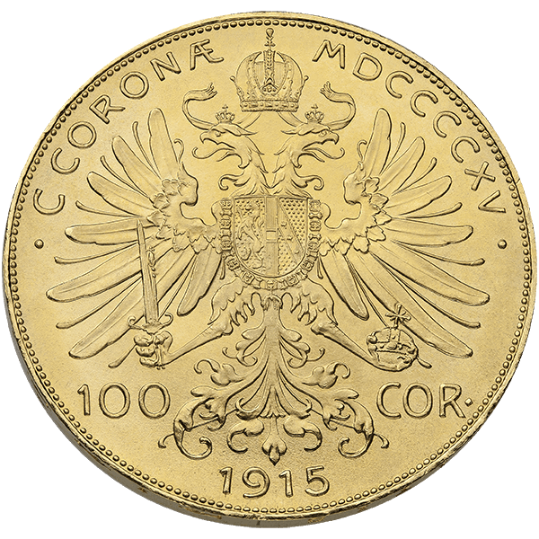100 Corona Austrian Gold Coin Reverse 100 Corona Austrian Gold Coin Reverse