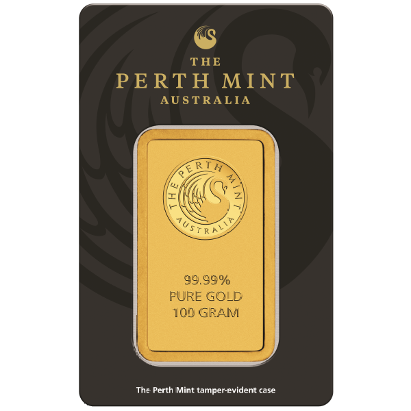 100 g Gold Bar (Perth Mint) Front 100 g Gold Bar (Perth Mint) Front