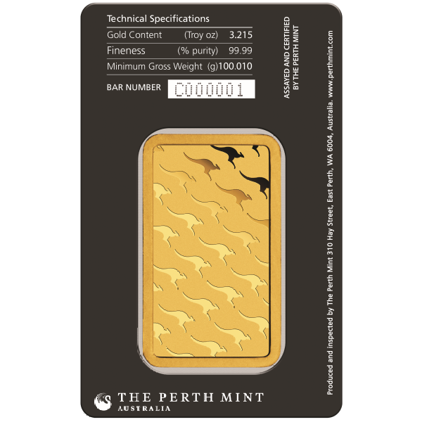 100 g Gold Bar (Perth Mint) Back 100 g Gold Bar (Perth Mint) Back