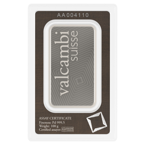 100-gram Valcambi Palladium Bar