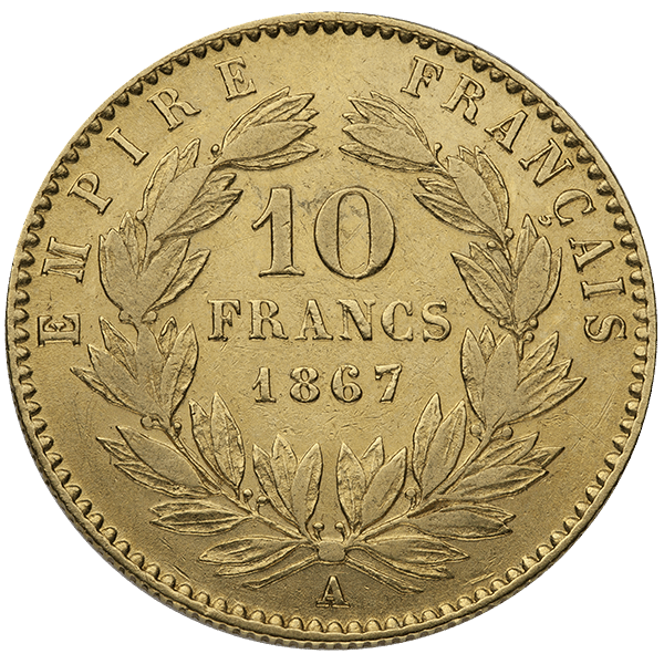 France 10 Franc Gold Coin Reverse France 10 Franc Gold Coin Reverse