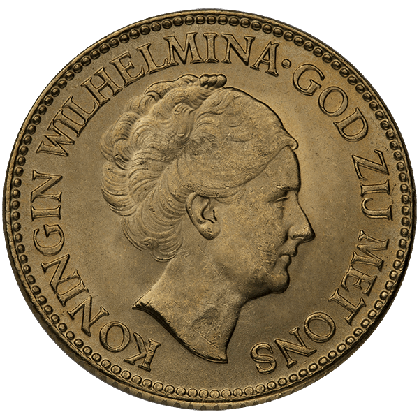 1926 Netherlands 10 Guilder Gold Coin Obverse 1926 Netherlands 10 Guilder Gold Coin Obverse