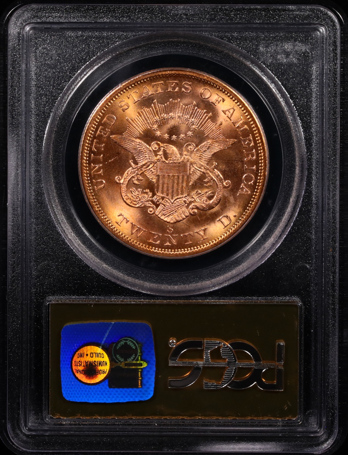 1857-S $20 Liberty Gold SS Central America PCGS MS-63 Reverse in Holder 1857-S $20 Liberty Gold SS Central America PCGS MS-63 Reverse in Holder