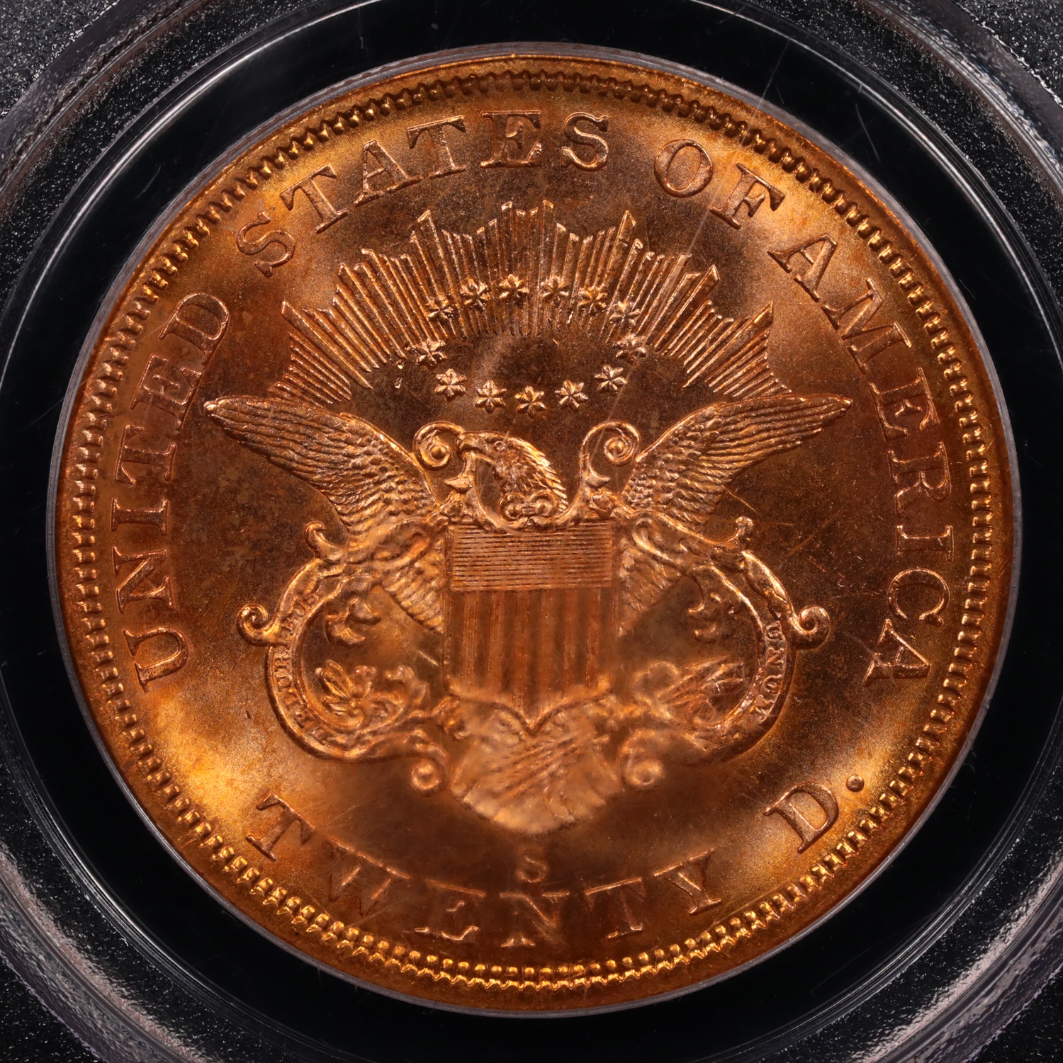 1857-S $20 Liberty Gold SS Central America PCGS MS-64 Reverse 1857-S $20 Liberty Gold SS Central America PCGS MS-64 Reverse
