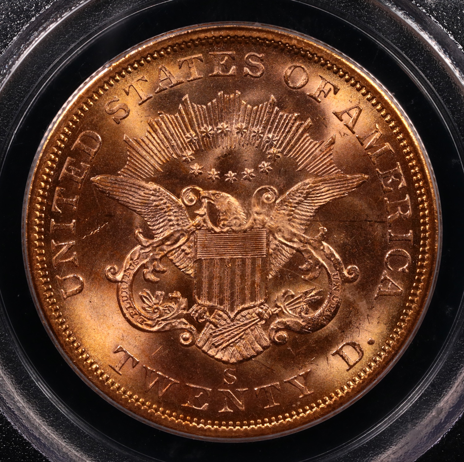 1857-S $20 Liberty Gold SS Central America PCGS MS-63 Reverse 1857-S $20 Liberty Gold SS Central America PCGS MS-63 Reverse