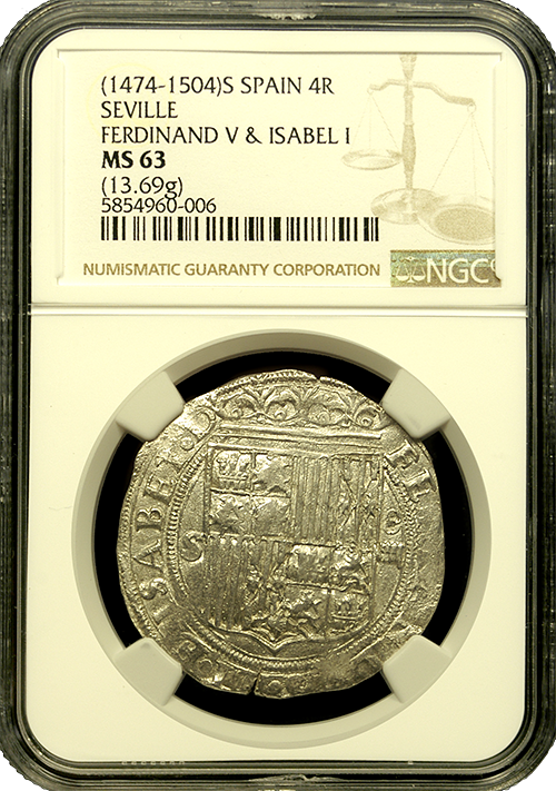 1474-1504 Spain 4 Reales Seville Ferdinand & Isabel 1474-1504 Spain 4 Reales Seville Ferdinand & Isabel