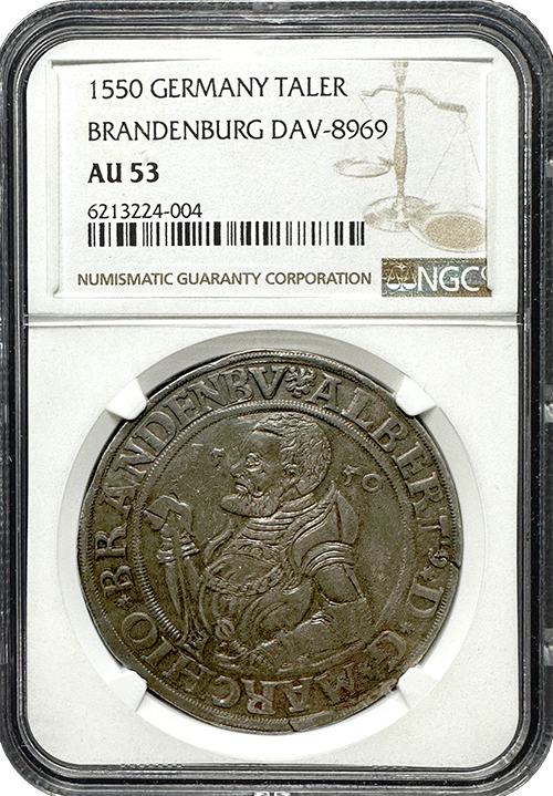 1550 | Germany | Taler | Brandenburg | AU-53 | In Holder 1550 | Germany | Taler | Brandenburg | AU-53 | In Holder