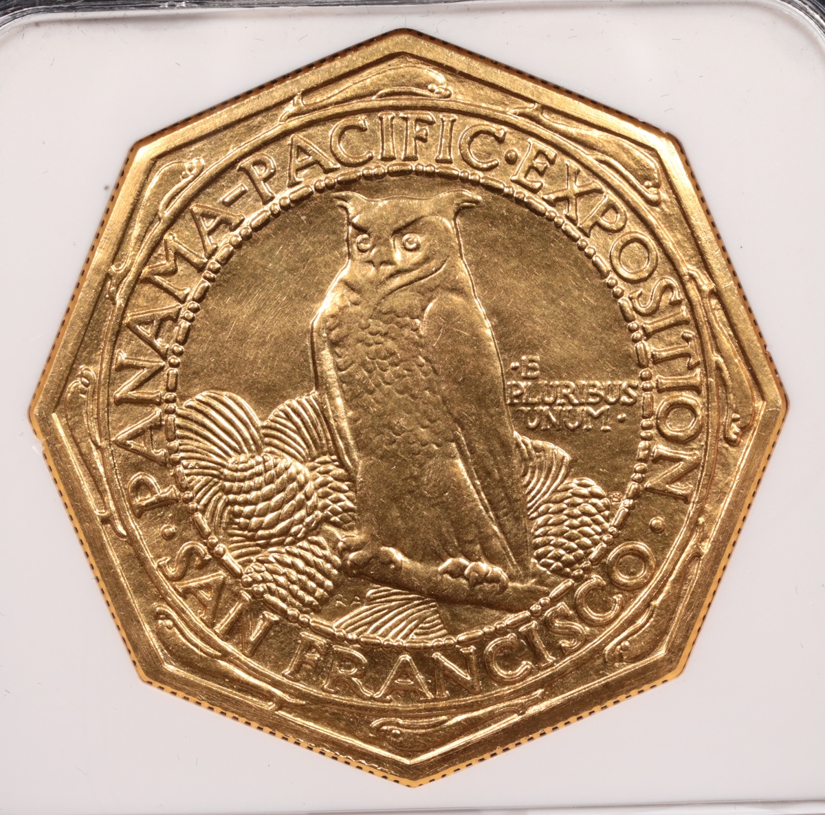 1915-S $50 Panama-Pacific Octagonal Gold CAC NGC MS-65 Reverse 1915-S $50 Panama-Pacific Octagonal Gold CAC NGC MS-65 Reverse