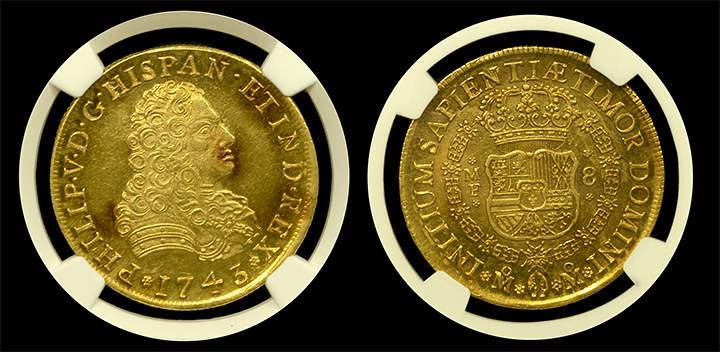 1743 Mexican | 8 Escudo | Both Sides 1743 Mexican | 8 Escudo | Both Sides
