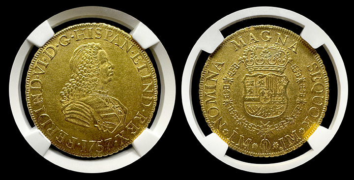 1757 Peru | 8 Escudo | NGC | MS-62 | Both SIdes 1757 Peru | 8 Escudo | NGC | MS-62 | Both SIdes