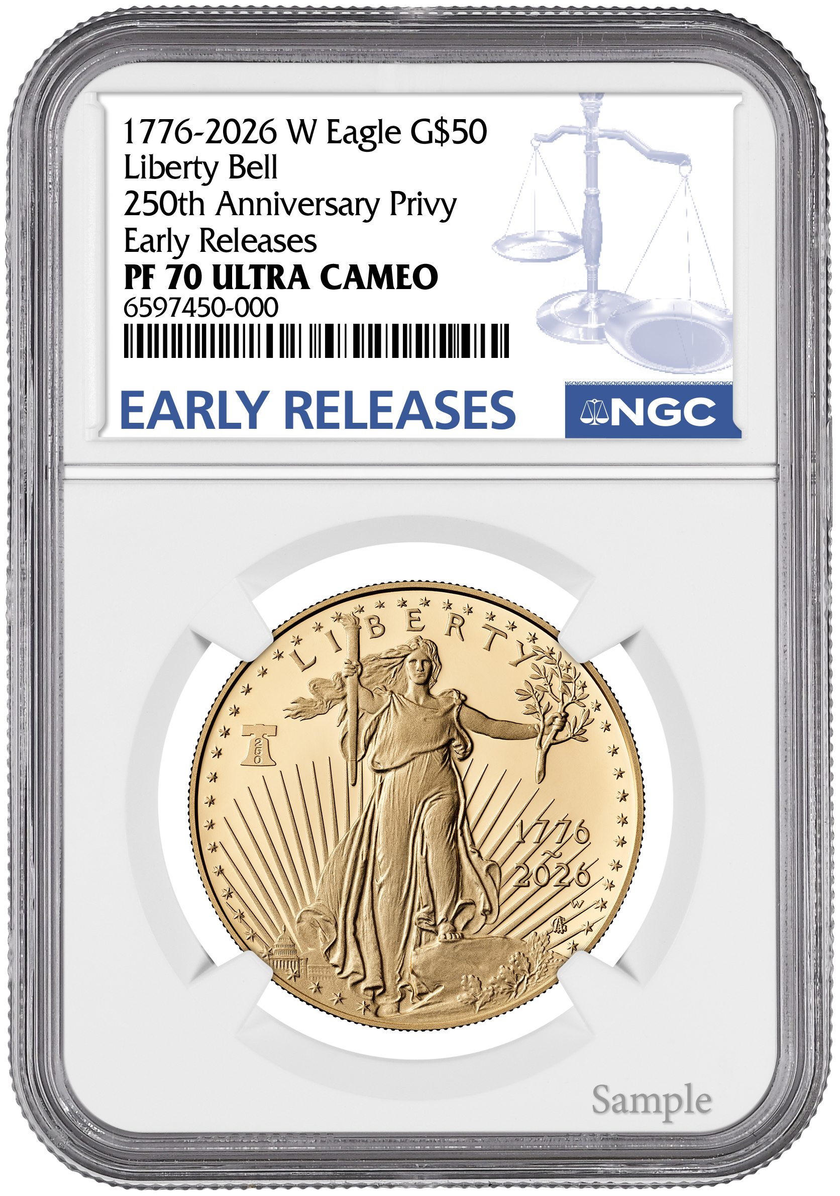 1776 to 2026-W American Gold Eagle 250th Anniversary Privy 4-Coin Set Proof-70 Ultra Cameo