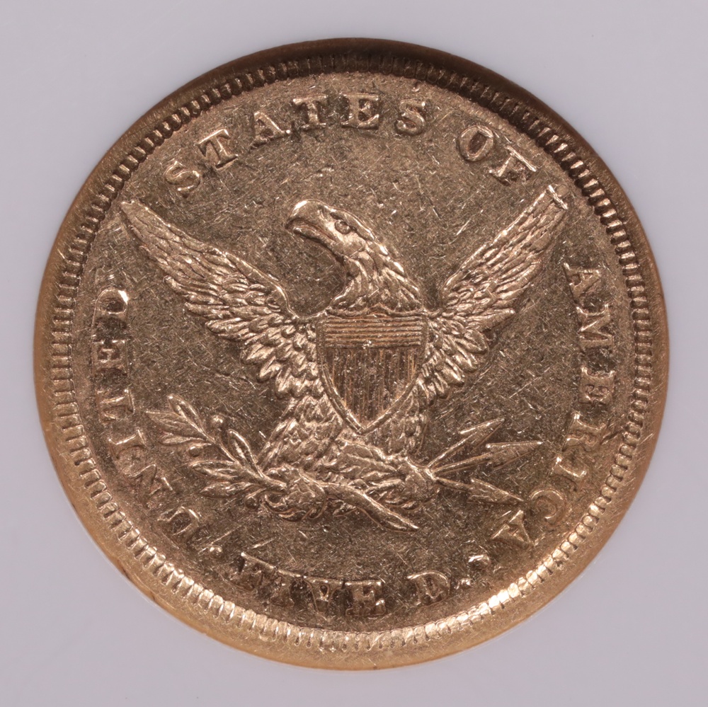 1839 $5 Liberty Gold NGC XF-45 Reverse 1839 $5 Liberty Gold NGC XF-45 Reverse