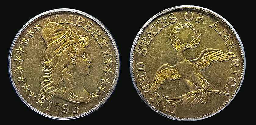 1795 $5 Liberty Gold Small Eagle PCGS AU-58 Obverse 1795 $5 Liberty Gold Small Eagle PCGS AU-58 Obverse