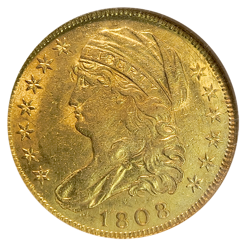 1808-07 | $5 Capped Liberty | PCGS | AU-58 | Obverse 1808-07 | $5 Capped Liberty | PCGS | AU-58 | Obverse
