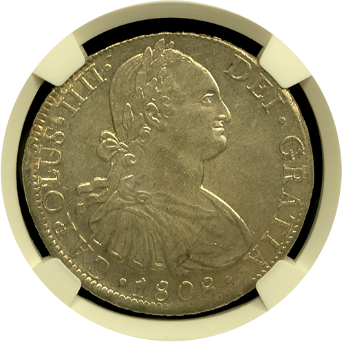 1808 Mexican 8 Reale |NGC | Mint State 63 Plus | Obv 1808 Mexican 8 Reale |NGC | Mint State 63 Plus | Obv
