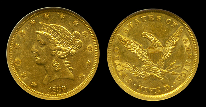 1839 $5 Liberty Gold NGC AU 58 - both sides 1839 $5 Liberty Gold NGC AU 58 - both sides
