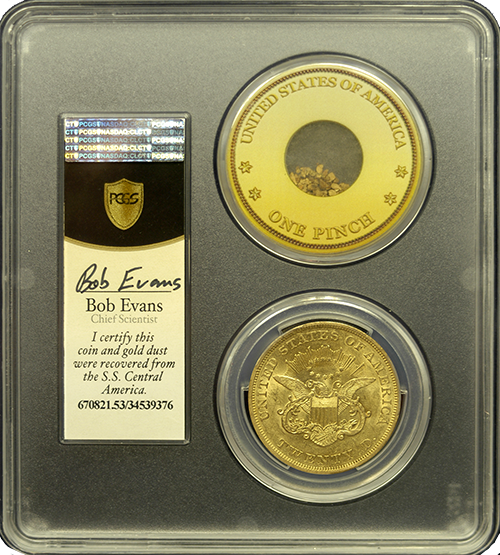 1851 | $20 | SS Central America | Liberty Coin | AU53 | Reverse in Holder 1851 | $20 | SS Central America | Liberty Coin | AU53 | Reverse in Holder