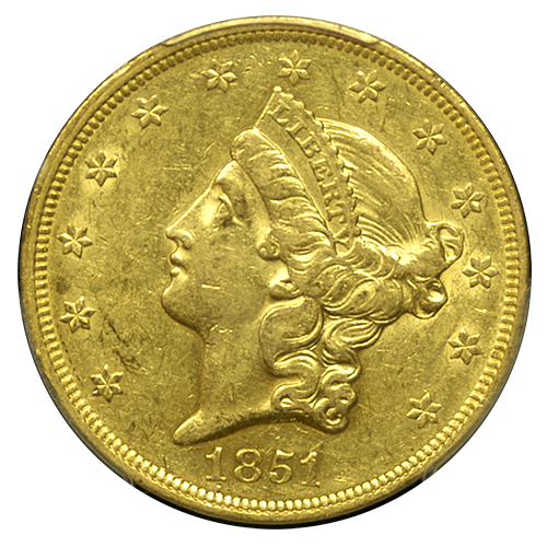 1851 | $20 | SS Central America | Liberty Coin | AU53 | Obverse 1851 | $20 | SS Central America | Liberty Coin | AU53 | Obverse