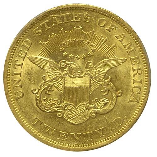 1851 | $20 | SS Central America | Liberty Coin | AU53 | Reverse in Holder 1851 | $20 | SS Central America | Liberty Coin | AU53 | Reverse in Holder