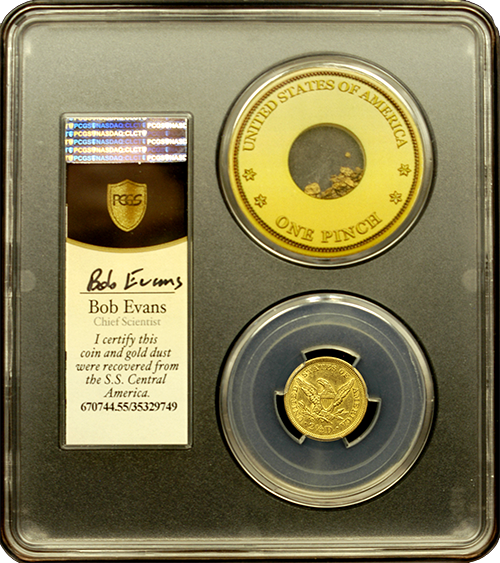 1851-P | $2.5 Gold Liberty | AU 55 | SSCA | Shipwreck Coin | In Holder Reverse 1851-P | $2.5 Gold Liberty | AU 55 | SSCA | Shipwreck Coin | In Holder Reverse