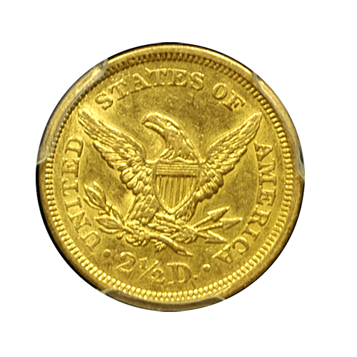 1851-P | $2.5 Gold Liberty | AU 55 | SSCA | Shipwreck Coin | Reverse 1851-P | $2.5 Gold Liberty | AU 55 | SSCA | Shipwreck Coin | Reverse