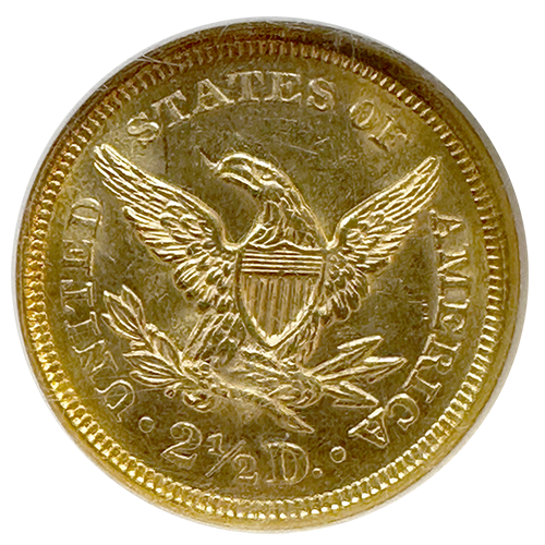 1852 | $2.5 Liberty | NGC | MS 63 | Reverse 1852 | $2.5 Liberty | NGC | MS 63 | Reverse