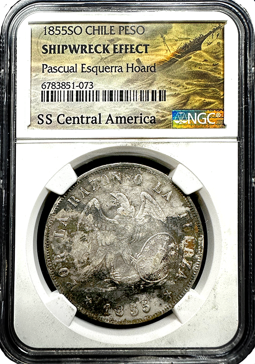 Chilean Silver Peso | SS Central America | In Holder Chilean Silver Peso | SS Central America | In Holder