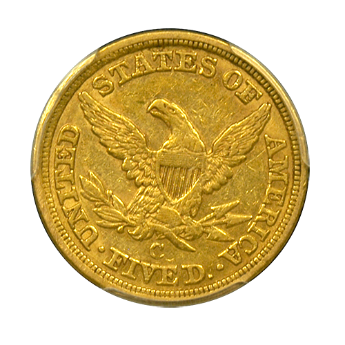 1858-C | $5 Liberty Gold Eagle | PCGS | AU 53 | Reverse 1858-C | $5 Liberty Gold Eagle | PCGS | AU 53 | Reverse