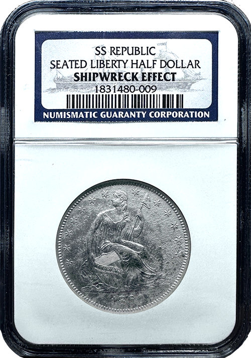 S.S. Republic | Seated Liberty Half Dollars | Obverse in Holder S.S. Republic | Seated Liberty Half Dollars | Obverse in Holder