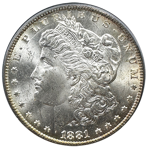 1881-CC | Morgan Silver Dollar | PCGS MS-65 Quality | Obverse 1881-CC | Morgan Silver Dollar | PCGS MS-65 Quality | Obverse