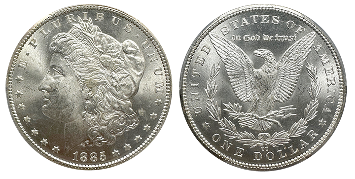 1885-CC Morgan Silver Dollar PCGS/NGC MS-65 1885-CC Morgan Silver Dollar PCGS/NGC MS-65