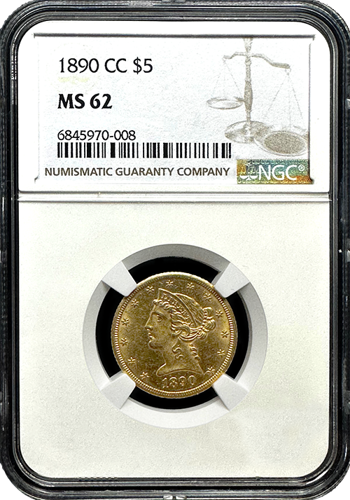 1890-CC $5 Liberty Gold Head | NGC | MS62 | In Holder 1890-CC $5 Liberty Gold Head | NGC | MS62 | In Holder
