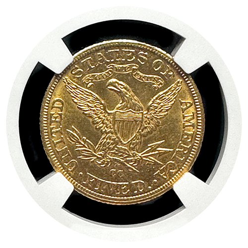 1890-CC $5 Liberty Gold Head | NGC | MS62 | Reverse 1890-CC $5 Liberty Gold Head | NGC | MS62 | Reverse