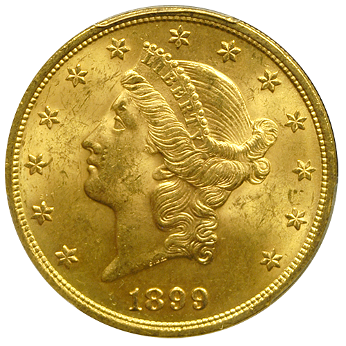 1899-P $20 Liberty Gold Coin PCGS/NGC MS-63 1899-P $20 Liberty Gold Coin PCGS/NGC MS-63