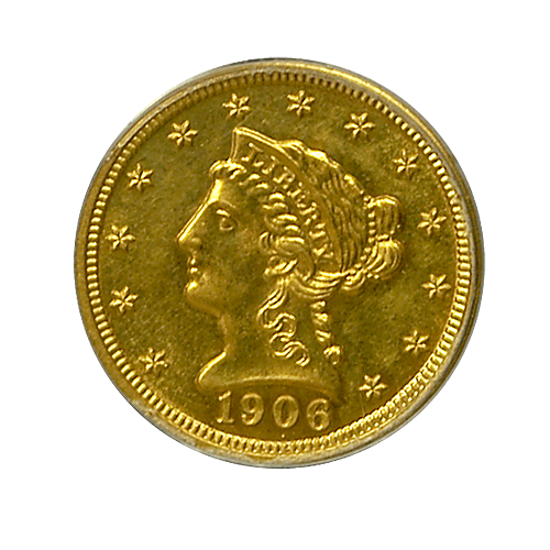 1906 $2.5 Gold Liberty PCGS - PR 62 Quality - Obverse 1906 $2.5 Gold Liberty PCGS - PR 62 Quality - Obverse