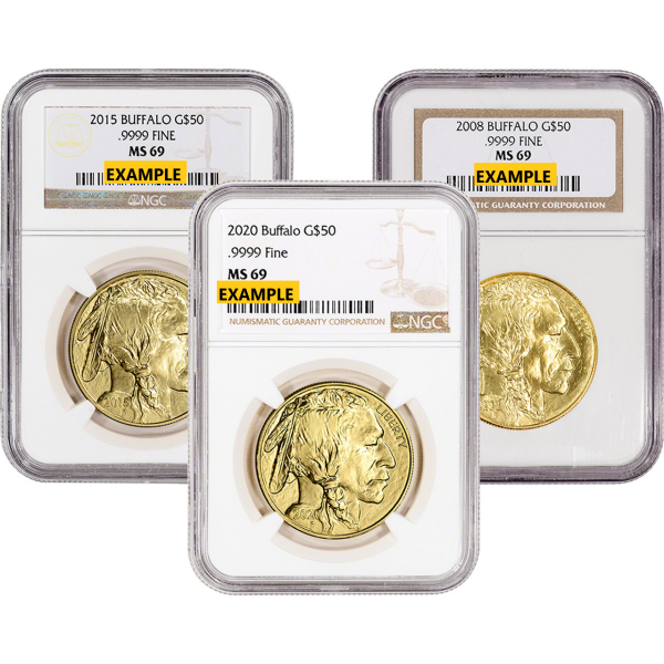 1-oz Gold American Buffalo NGC MS-69 (Random Year) Obverse in Holder 1-oz Gold American Buffalo NGC MS-69 (Random Year) Obverse in Holder