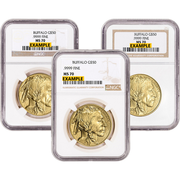 1-oz Gold American Buffalo NGC MS-70 (Random Year) Obverse in Holder 1-oz Gold American Buffalo NGC MS-70 (Random Year) Obverse in Holder