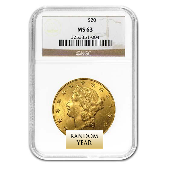 $20 Liberty Gold Coin NGC/PCGS MS-63 - Obverse in Holder $20 Liberty Gold Coin NGC/PCGS MS-63 - Obverse in Holder