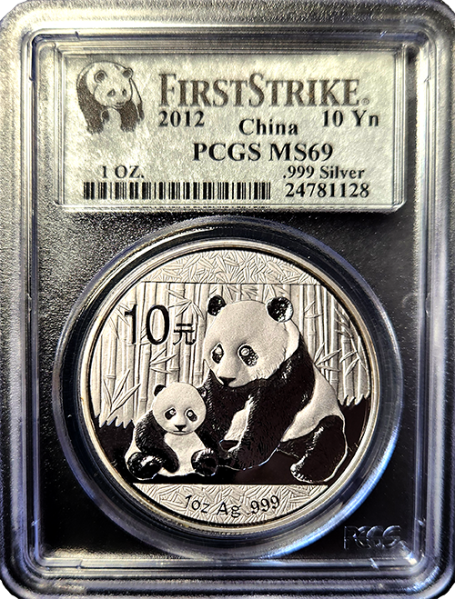 2012 | 1 oz. | China Panda Silver Coin | MS-69 | In Holder 2012 | 1 oz. | China Panda Silver Coin | MS-69 | In Holder