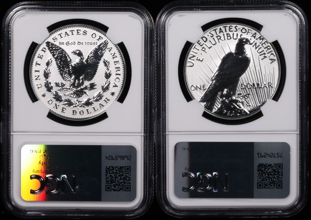 2023 Two-Coin Reverse Proof Set Morgan & Peace Silver Dollar NGC Reverse PF-70