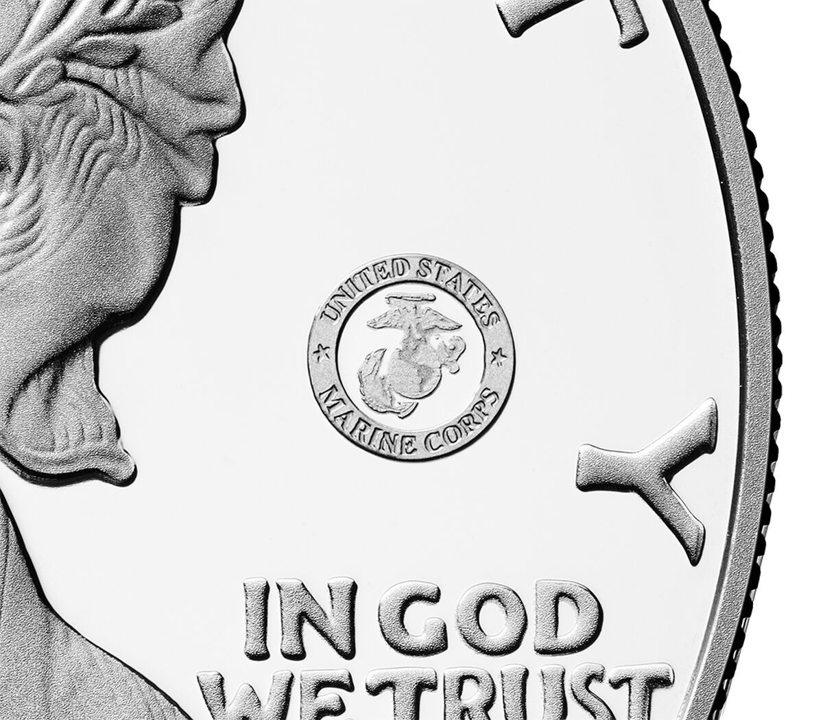 2025 $1 Silver Eagle 250th Anniversary Marine Corps Privy NGC PF-70 Privy Mark Close Up 2025 $1 Silver Eagle 250th Anniversary Marine Corps Privy NGC PF-70 Privy Mark Close Up