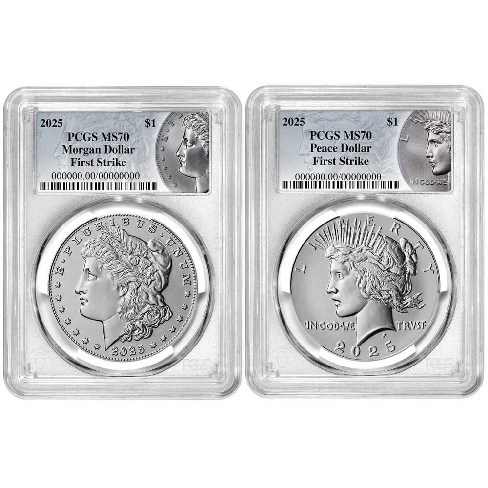 2025 | Morgan & Peace Silver Dollar | Two-Coin Set | PCGS MS-70 First Strike
