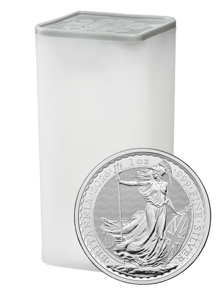 2026 1-oz British Silver Britannia Mint Roll (25 coins)