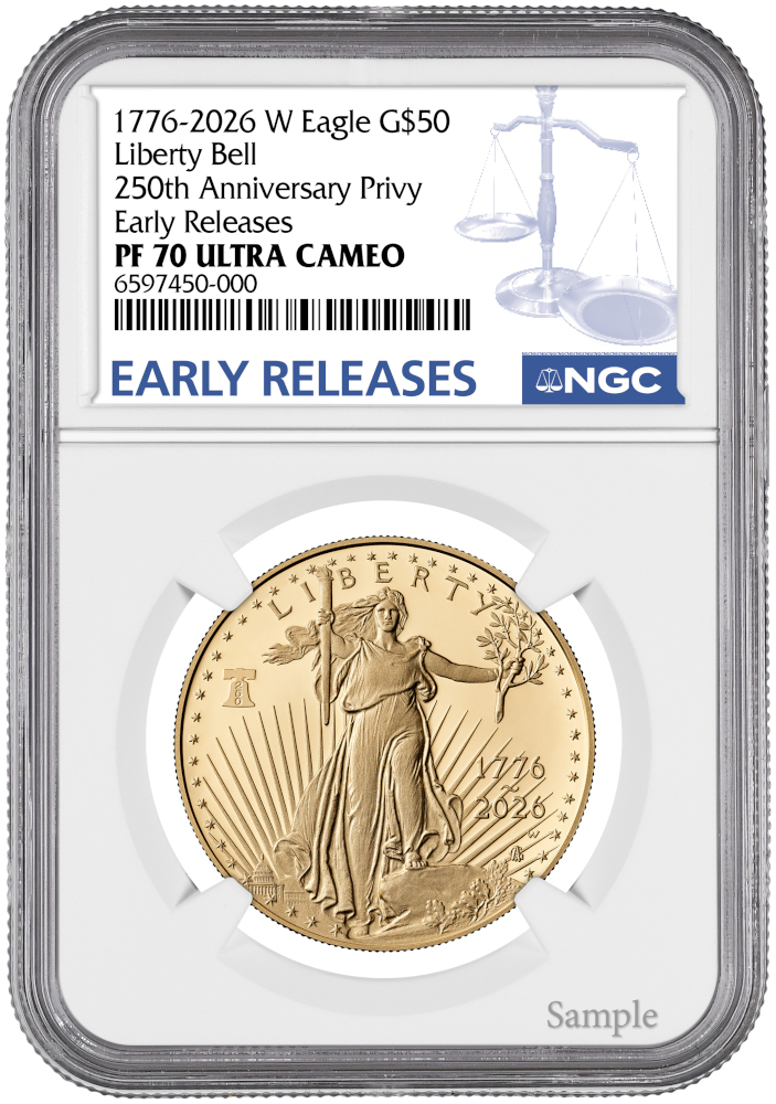 1776 to 2026-W 1-oz American Gold Eagle $50 250th Anniversary Privy PF-70 Ultra Cameo