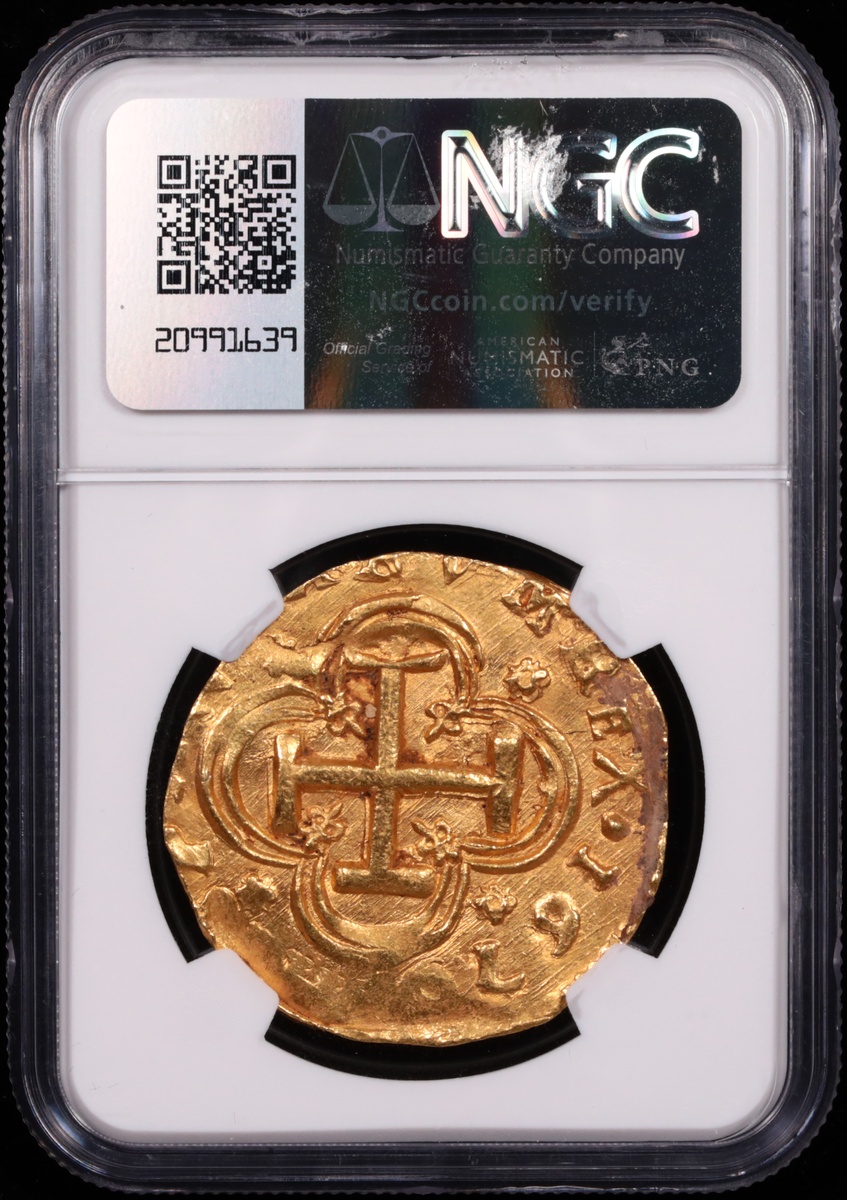 1670/9 Seville, Spain 8 Escudo NGC MS-63 Reverse in Holder 1670/9 Seville, Spain 8 Escudo NGC MS-63 Reverse in Holder