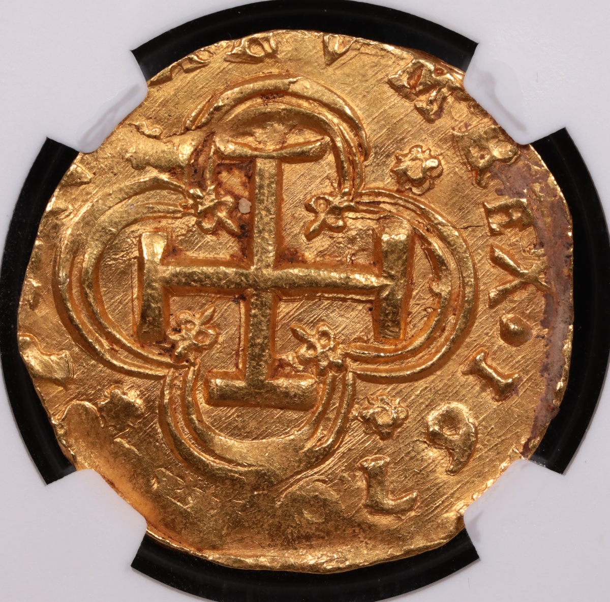 1670/9 Seville, Spain 8 Escudo NGC MS-63 Reverse 1670/9 Seville, Spain 8 Escudo NGC MS-63 Reverse