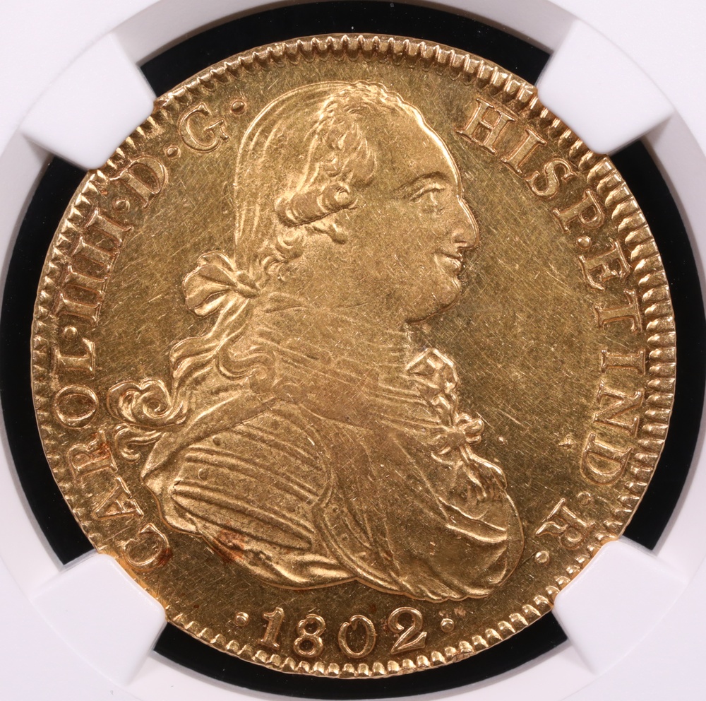 1802 Mexico 8 Escudo NGC AU-58 Obverse 1802 Mexico 8 Escudo NGC AU-58 Obverse