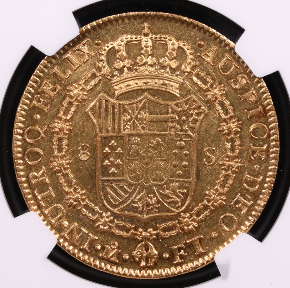 1802 Mexico 8 Escudo NGC AU-58 Reverse 1802 Mexico 8 Escudo NGC AU-58 Reverse